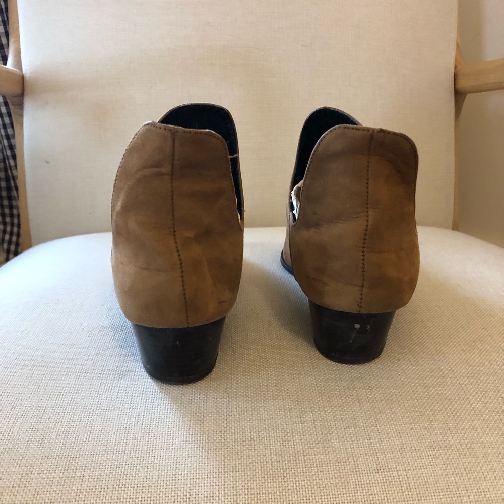 Zara Tan Suede Heeled Pointed Toe Boots - Picture 5 of 7
